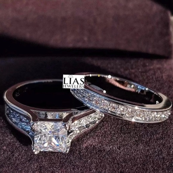 New 18k white gold wedding ring set - Picture 2 of 3